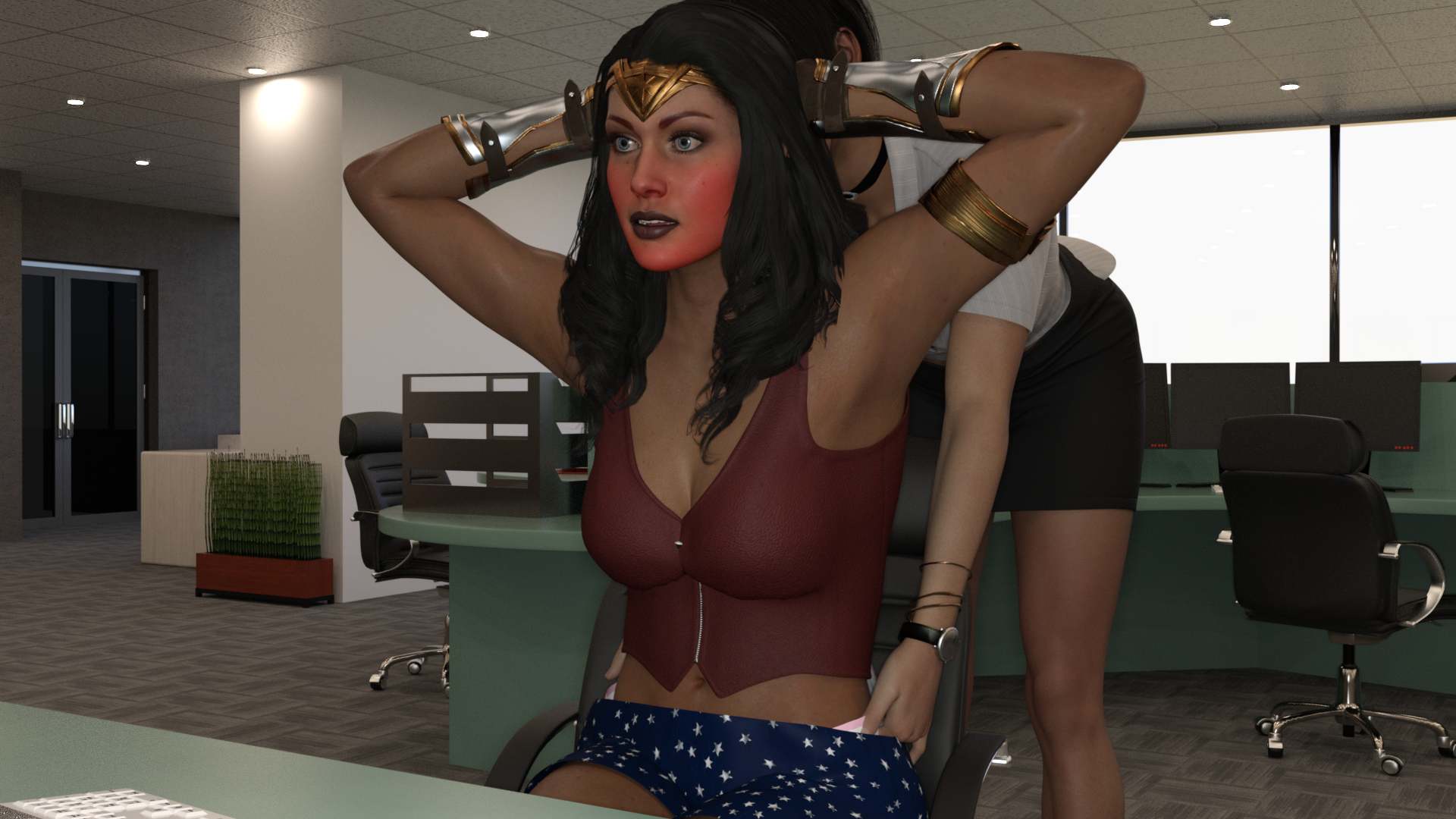 Ada giving Wonder Woman a Wedgie