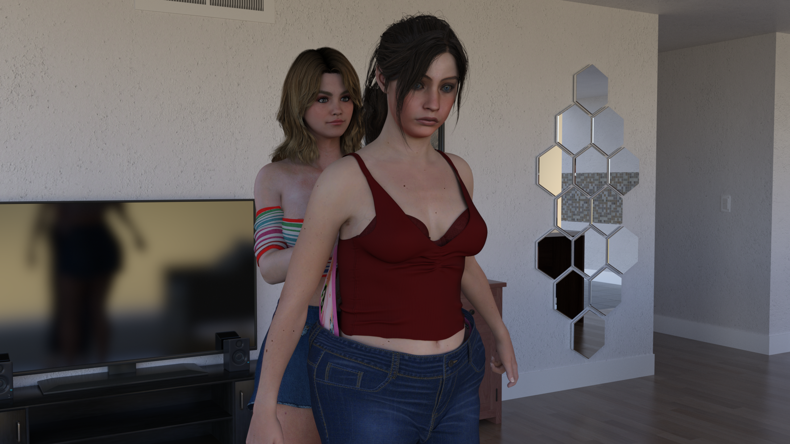 Becky gives Claire a wedgie