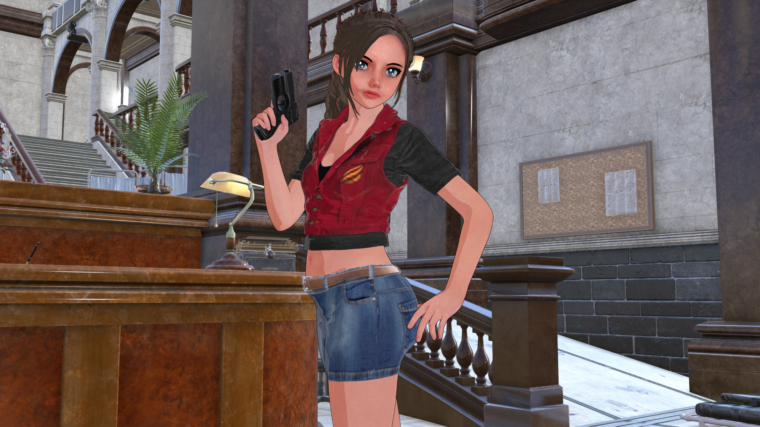 Cartoon Claire in the RPD