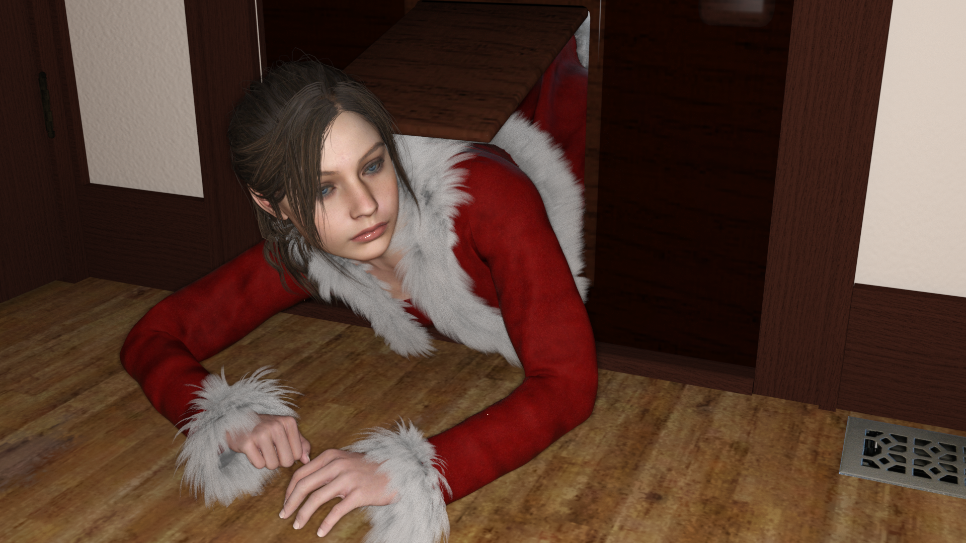 Claire gets stuck in the doggy door