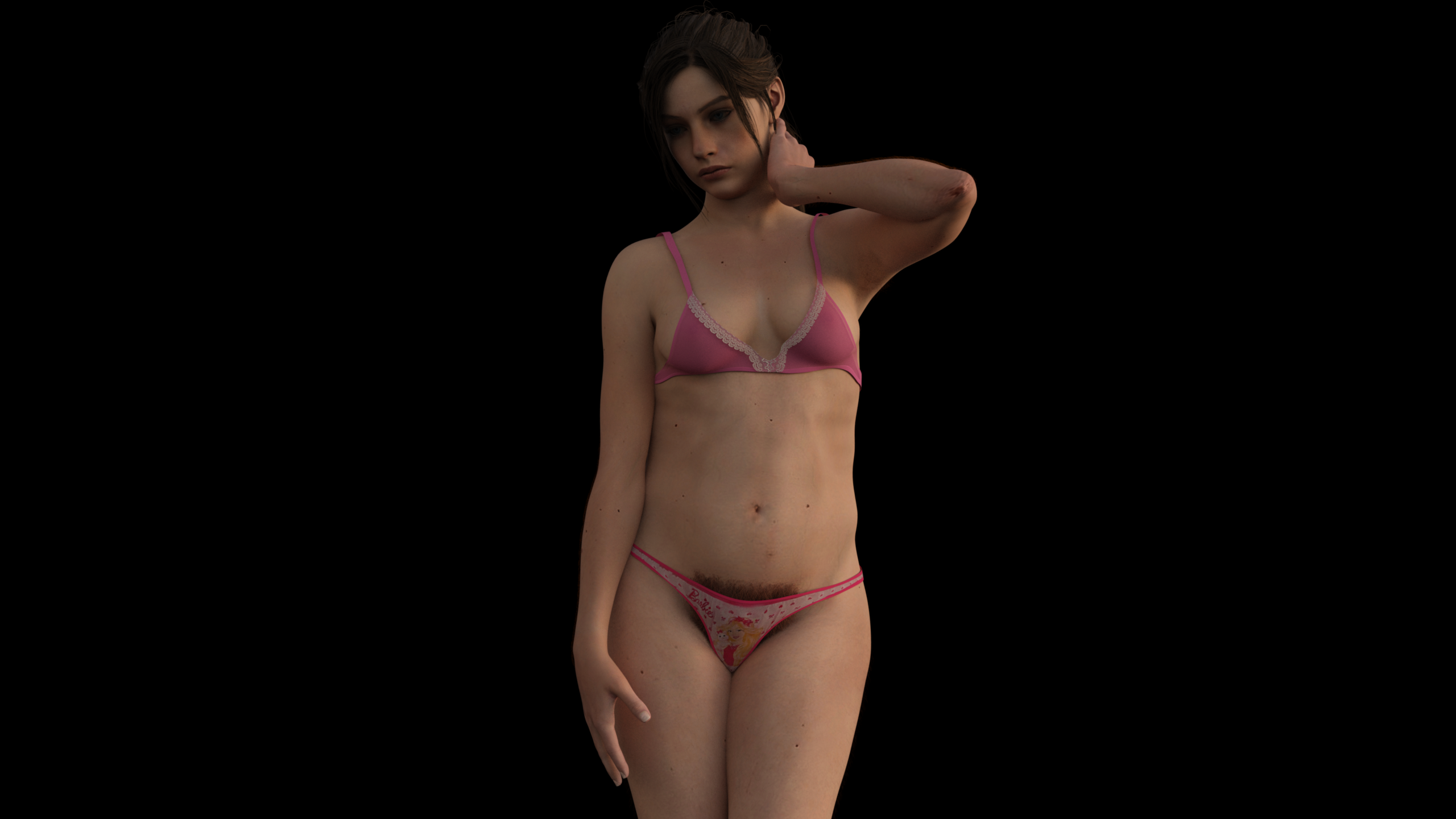 Claire has outgrown her barbie knickers