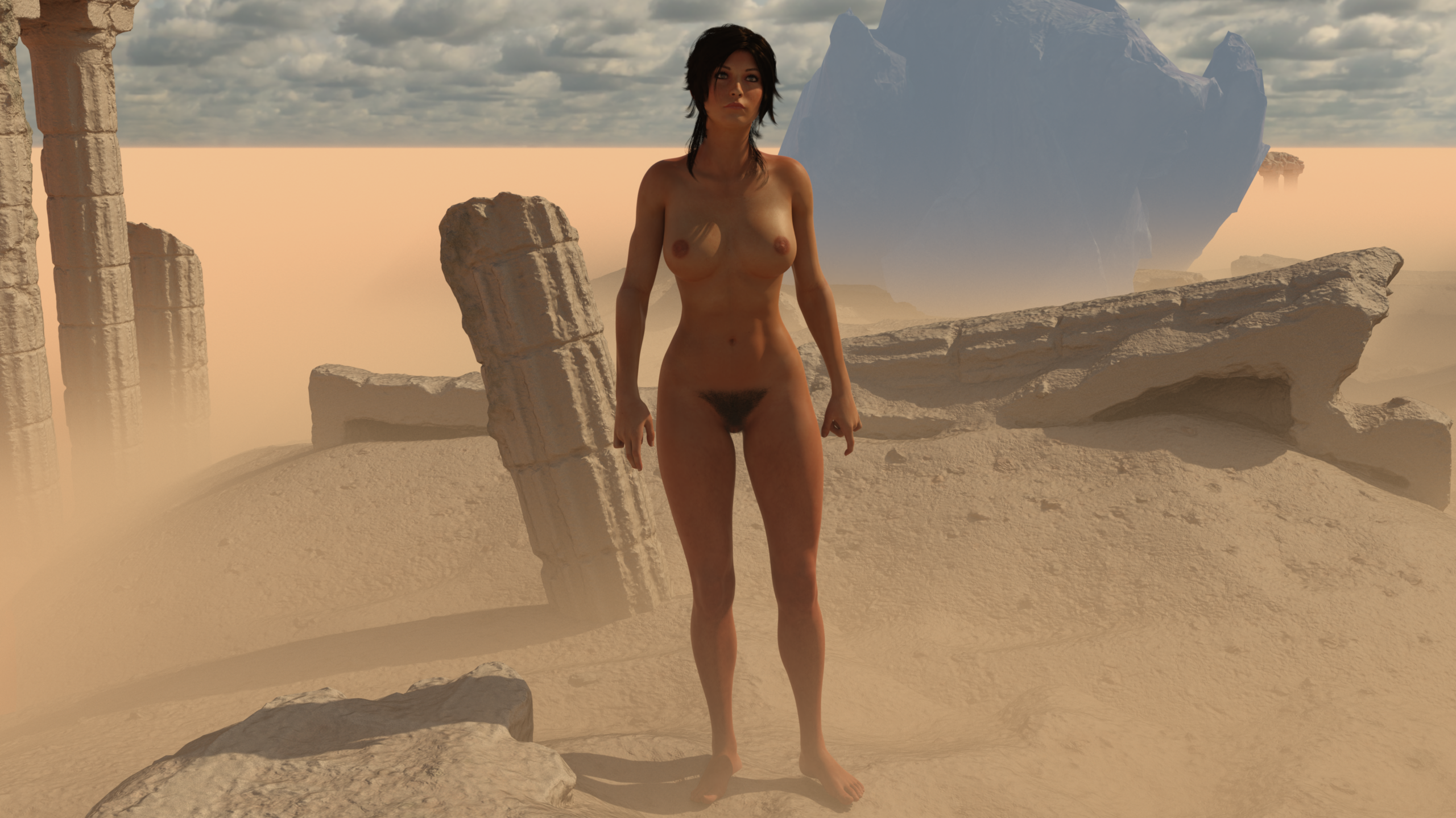 Lara caught naked in the desert
