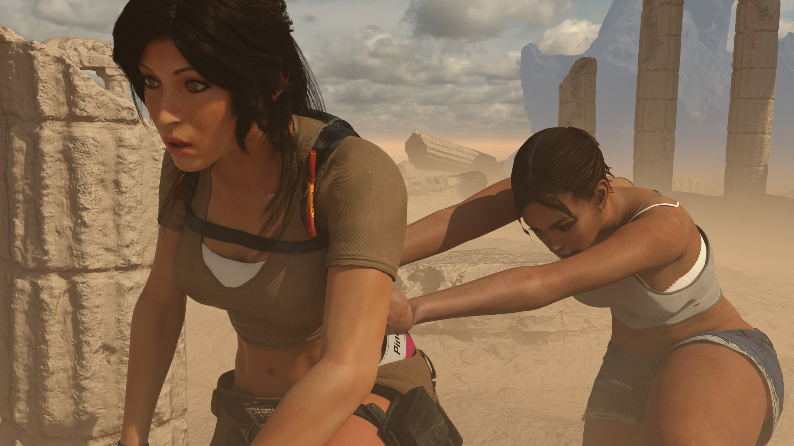 Lara getting a wedgie